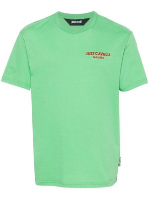 Just Cavalli flocked-logo T-shirt - Green