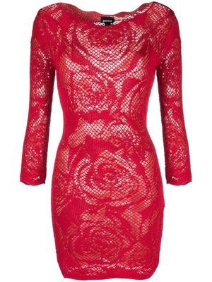 Just Cavalli floral-lace mini dress - Red