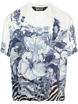 Just Cavalli floral-print bowling shirt - White