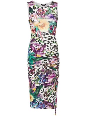 Just Cavalli floral-print ruched maxi dress - White