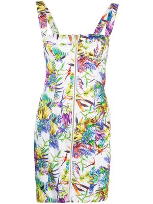 Just Cavalli floral-print zip-up mini dress - White
