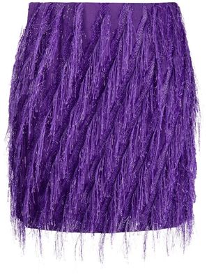 Just Cavalli fringe-embellished mini skirt - Purple