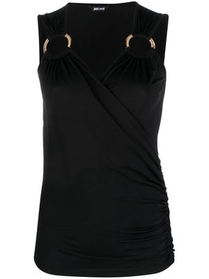 Just Cavalli gathered-detail sleeveless blouse - Black