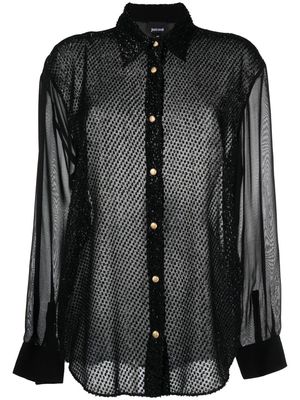 JUST CAVALLI glitter sheer long-sleeve shirt - Black