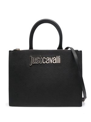 Just Cavalli gold-tone logo plaque tote bag - Black