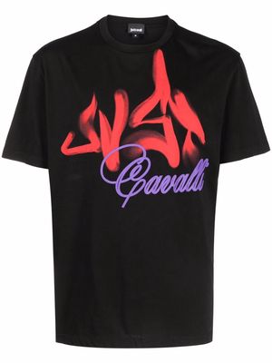 Just Cavalli graffiti logo-print T-shirt - Black