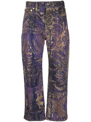 JUST CAVALLI graphic-print cropped jeans - Purple