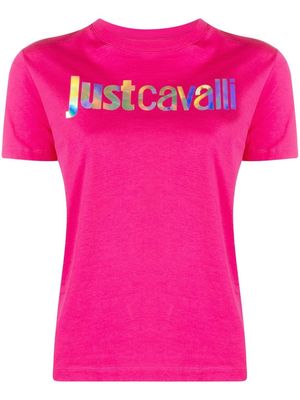 Just Cavalli holographic-logo T-shirt - Pink