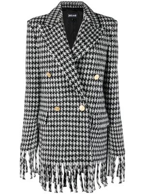 Just Cavalli houndstooth double-breasted coat - Black