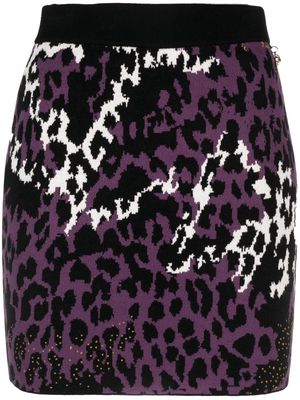 Just Cavalli intarsia-knit elasticated miniskirt - Purple