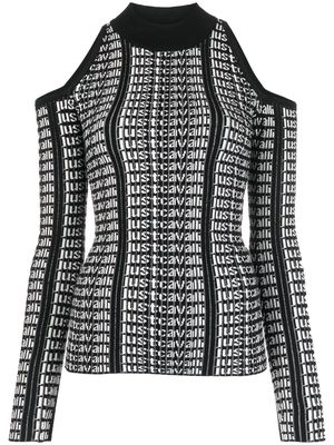 Just Cavalli intarsia-knit logo cut-out jumper - Black