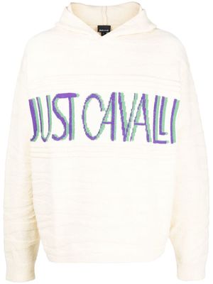 Just Cavalli intarsia-knit logo hoodie - Neutrals