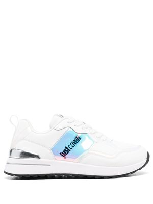Just Cavalli iridescent logo stripe sneakers - White