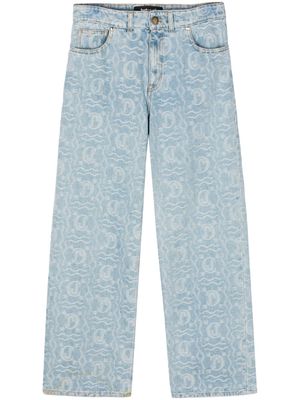 Just Cavalli jacquard-pattern straight-leg jeans - Blue