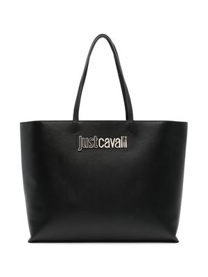 Just Cavalli large logo-plaque tote bag - Black