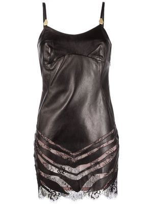Just Cavalli leather lace-panel camisole dress - Black