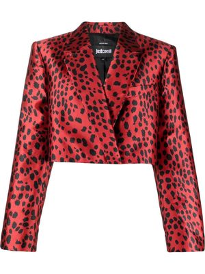 Just Cavalli leopard-print cropped blazer - Red