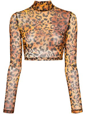 Just Cavalli leopard-print cropped top - Orange