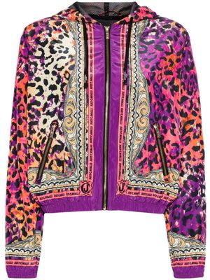 Just Cavalli leopard-print hooded jacket - Purple