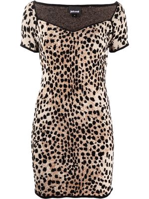 Just Cavalli leopard-print knitted dress - Neutrals