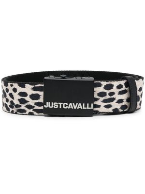 Just Cavalli leopard-print leather belt - White