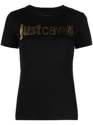 Just Cavalli logo-embossed round-neck T-shirt - Black