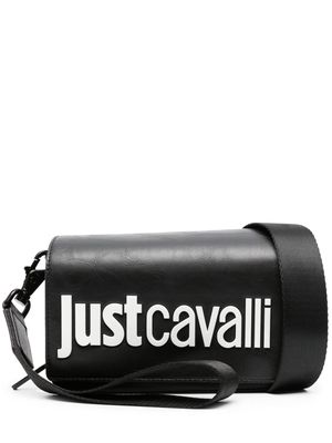 Just Cavalli logo embossed shoulder bag - Black