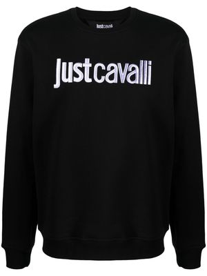 Just Cavalli logo-embroidered cotton sweatshirt - Black
