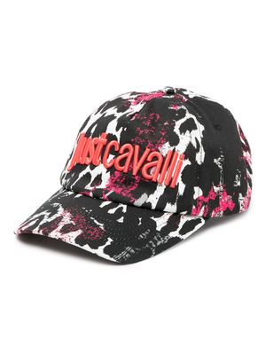 Just Cavalli logo-embroidered leopard-print cap - Black
