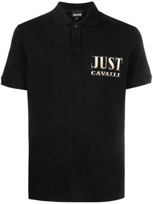 Just Cavalli logo-embroidered polo shirt - Black