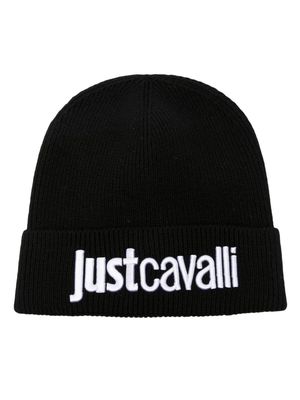 Just Cavalli logo-embroidered ribbed-knit beanie - Black