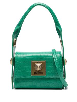 Just Cavalli logo-engraved crocodile-effect tote bag - Green