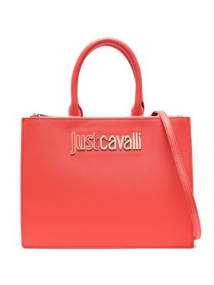 Just Cavalli logo-lettering faux-leather tote bag - Red