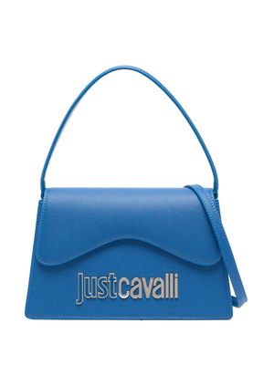 Just Cavalli logo-lettering saffiano-leather tote bag - Blue