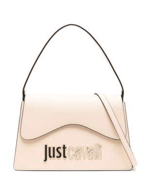 Just Cavalli logo-lettering saffiano-leather tote bag - Neutrals