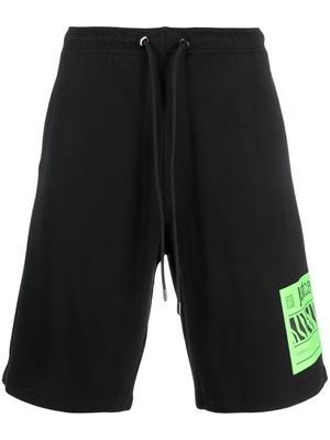 Just Cavalli logo-patch cotton track shorts - Black