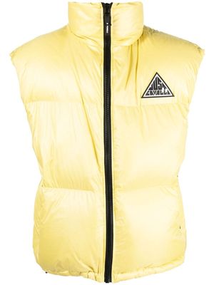 Just Cavalli logo-patch padded gilet - Yellow