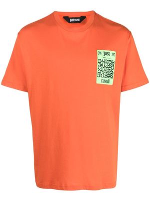 Just Cavalli logo-patch short-sleeve T-shirt - Orange