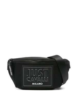 Just Cavalli logo-patch twill belt bag - Black