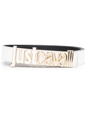 Just Cavalli logo-plaque faux-leather belt - White