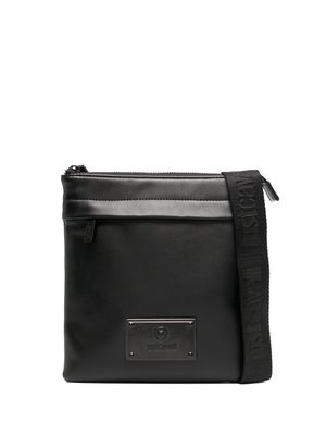 Just Cavalli logo-plaque faux-leather messenger bag - Black