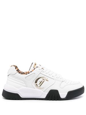 Just Cavalli logo-plaque leather sneakers - White