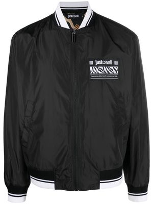 Just Cavalli logo-print bomber jacket - Black
