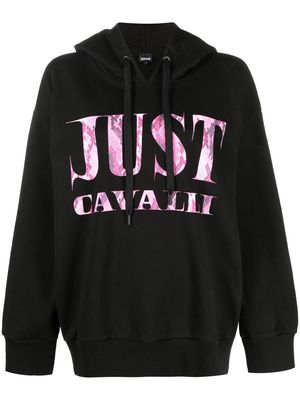 Just Cavalli logo-print cotton hoodie - Black