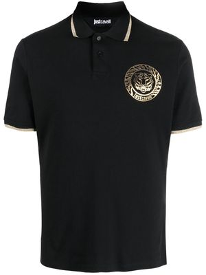 Just Cavalli logo-print cotton polo shirt - Black