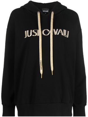 Just Cavalli logo-print drawstring hoodie - Black