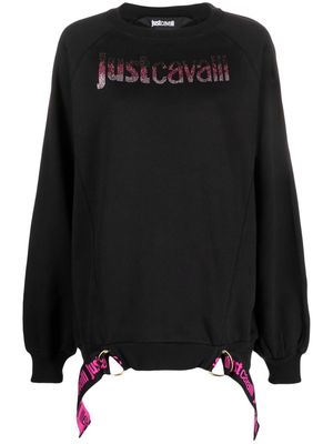 Just Cavalli logo print-embellished jersey-fleece sweatshirt - Black