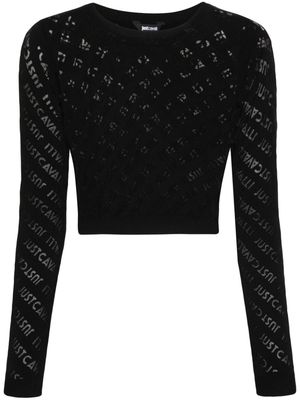 Just Cavalli logo-print knitted top - Black