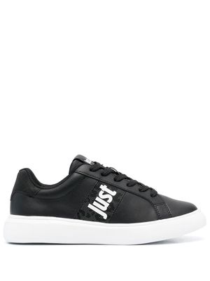 Just Cavalli logo print leather low-top sneakers - Black