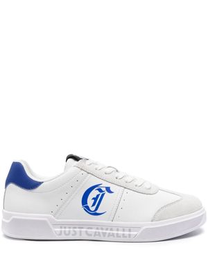 Just Cavalli logo-print leather sneakers - White